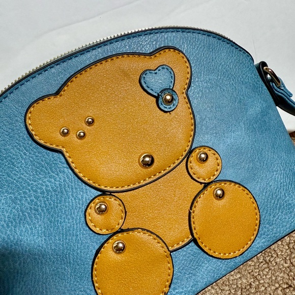 Blue and Gold Women's Bag with Bear Design - Picture 5 of 6